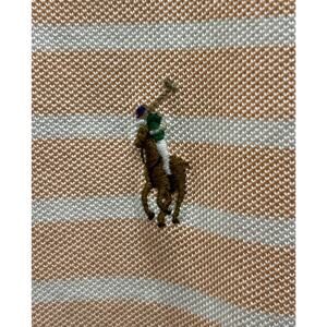 Men’s Ralph Lauren Orange Striped Hampton Knit Oxford S/S Polo Shirt XXL *A2